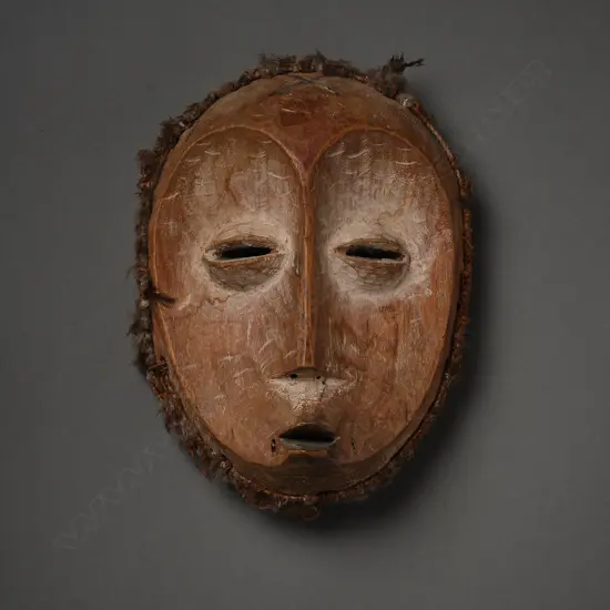 Lega - Congo wood/feather/fibre mask,
